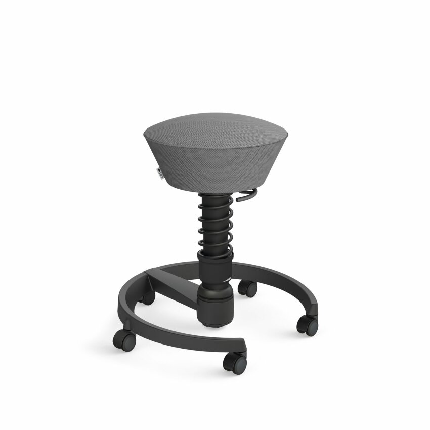 Aeris Swopper mit Rollen | Feder Standard | Mesh-Gewebe: Grau | Gestellfarbe: Schwarz