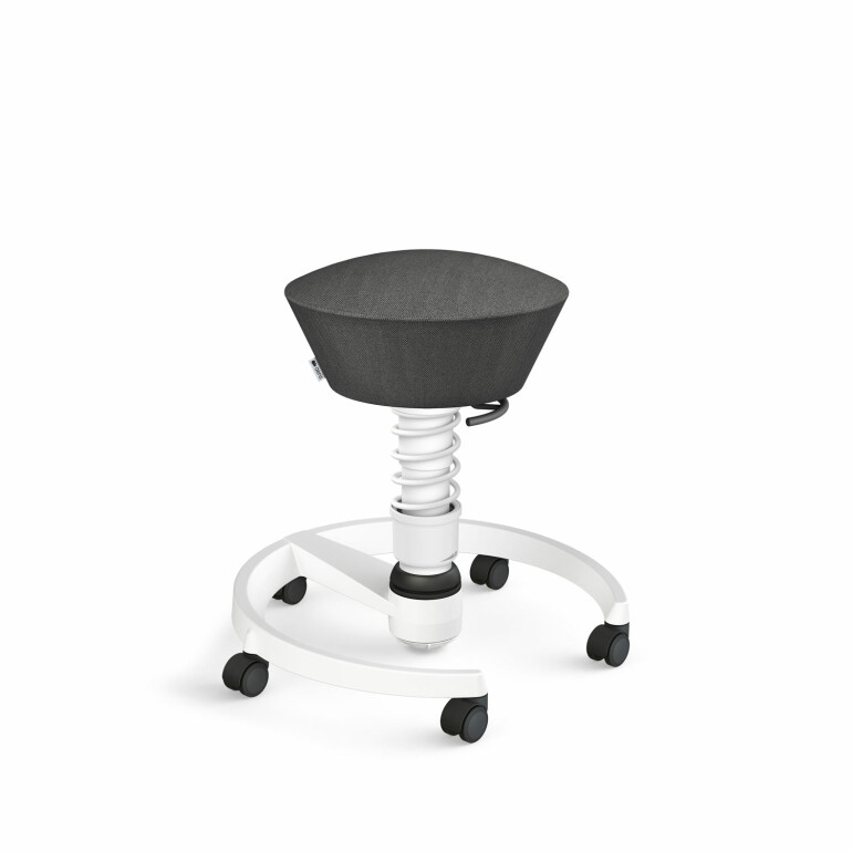 Aeris Swopper mit Rollen | Feder Light | Wollmischung meliert: Schiefergrau | Gestellfarbe: Weiß