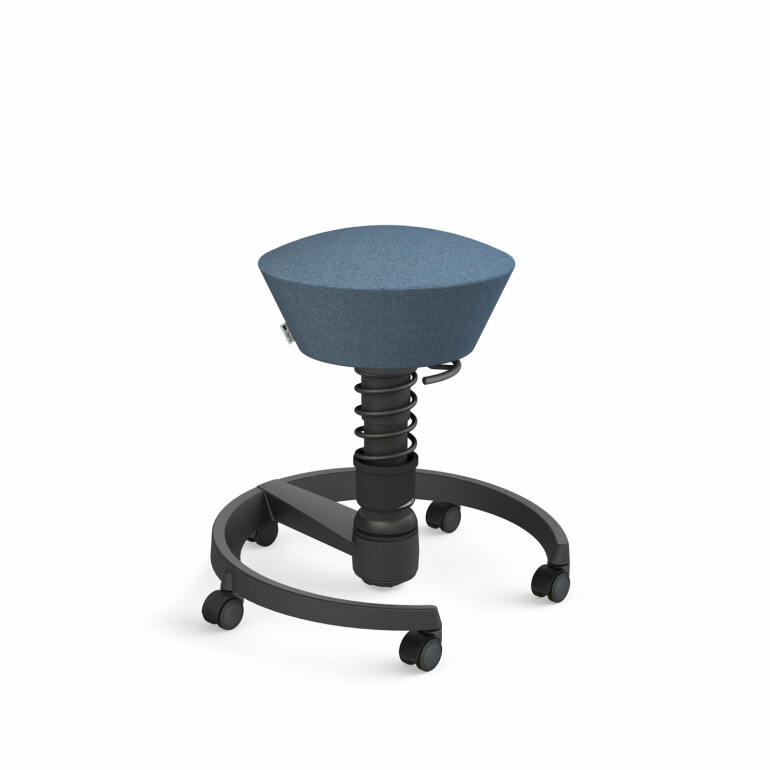 Aeris Swopper mit Rollen | Feder Low | Wollmischung meliert: Taubenblau | Gestellfarbe: Schwarz