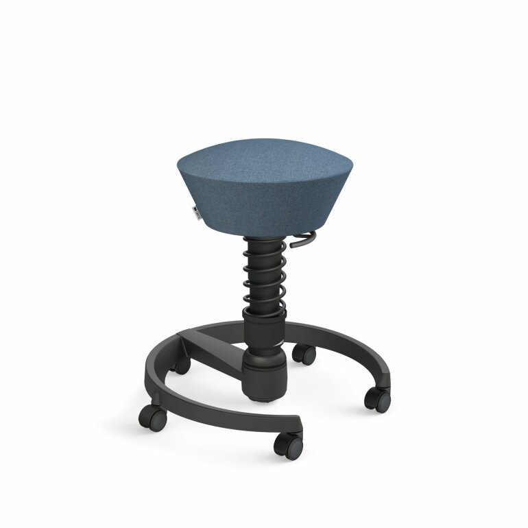 Aeris Swopper mit Rollen | Feder Standard | Wollmischung meliert: Taubenblau | Gestellfarbe: Schwarz