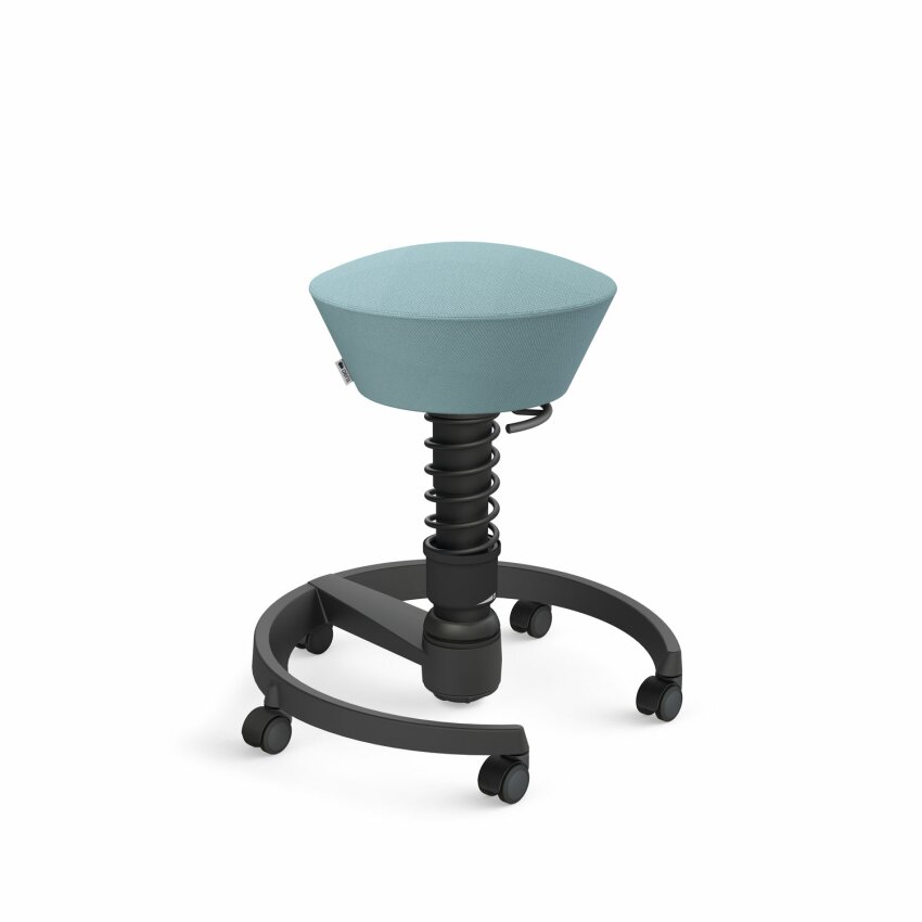 Aeris Swopper mit Rollen | Feder Standard | Wollmischung: Pastellblau | Gestellfarbe: Schwarz