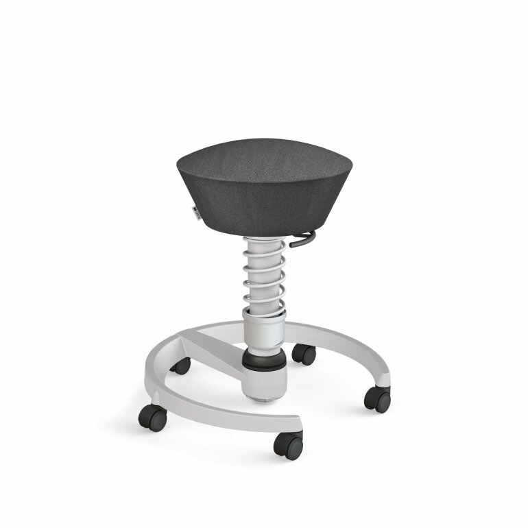 Aeris Swopper mit Rollen | Feder Standard | Wollmischung meliert: Schiefergrau | Gestellfarbe: Hellgrau metallic
