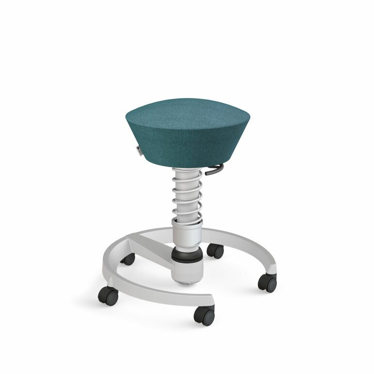 Aeris Swopper mit Rollen | Feder Standard | Wollmischung meliert: Petrolblau | Gestellfarbe: Hellgrau metallic