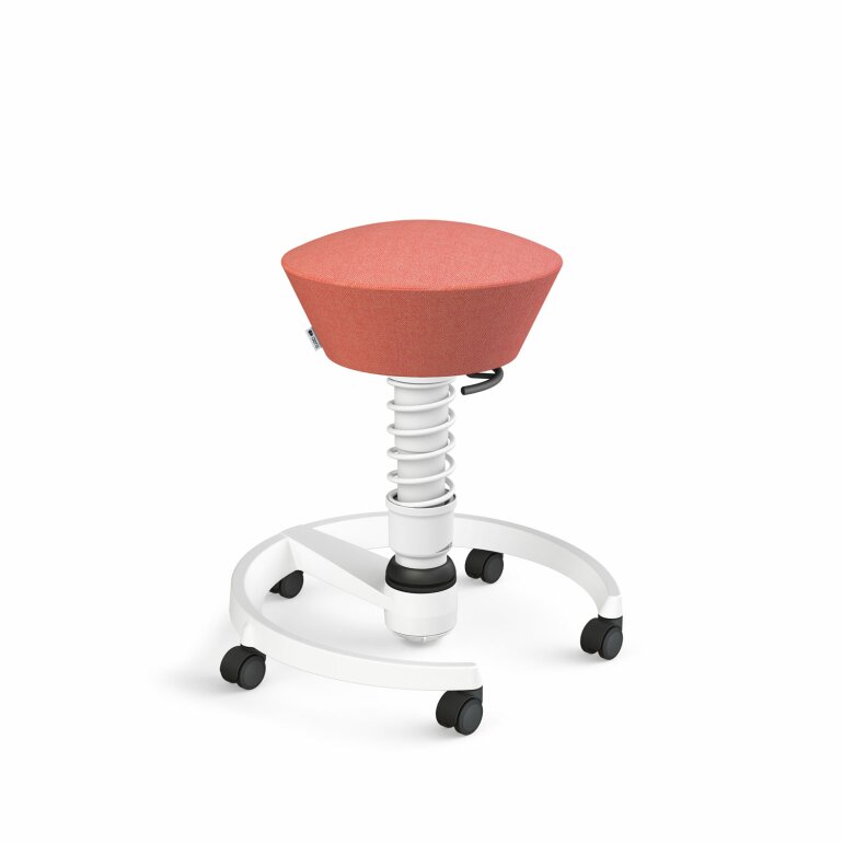 Aeris Swopper mit Rollen | Feder Standard | Wollmischung meliert: Rosa-rot | Gestellfarbe: Weiß