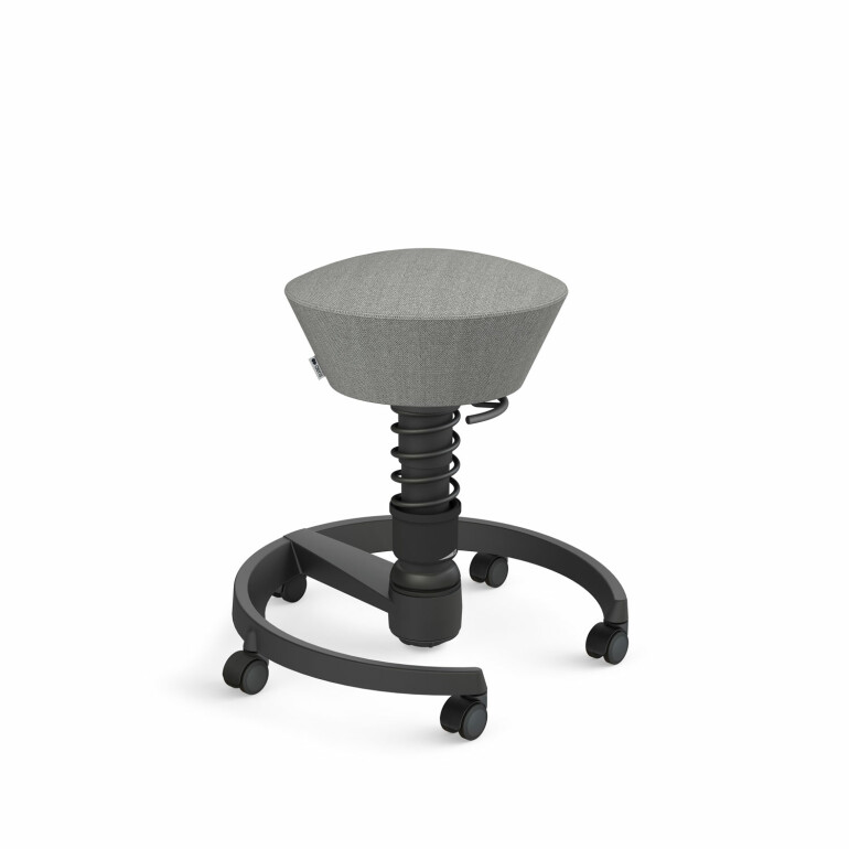 Aeris Swopper mit Rollen | Feder Light | Wollmischung meliert: Steingrau | Gestellfarbe: Schwarz