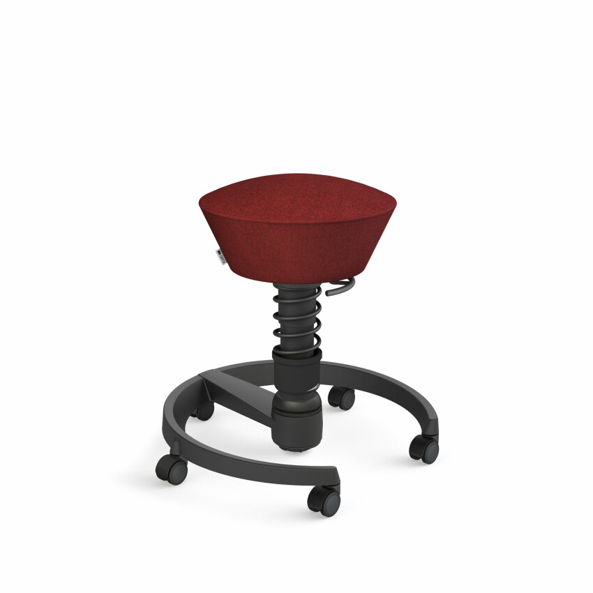 Aeris Swopper mit Rollen | Feder Low | Wollmischung meliert: Dunkelrot | Gestellfarbe: Schwarz