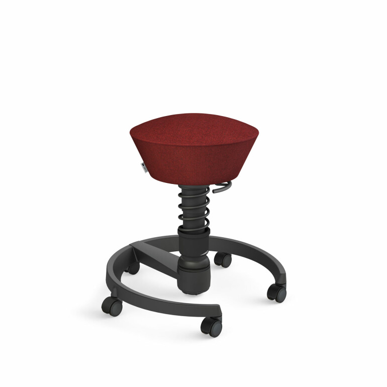 Aeris Swopper mit Rollen | Feder Low | Wollmischung meliert: Dunkelrot | Gestellfarbe: Schwarz