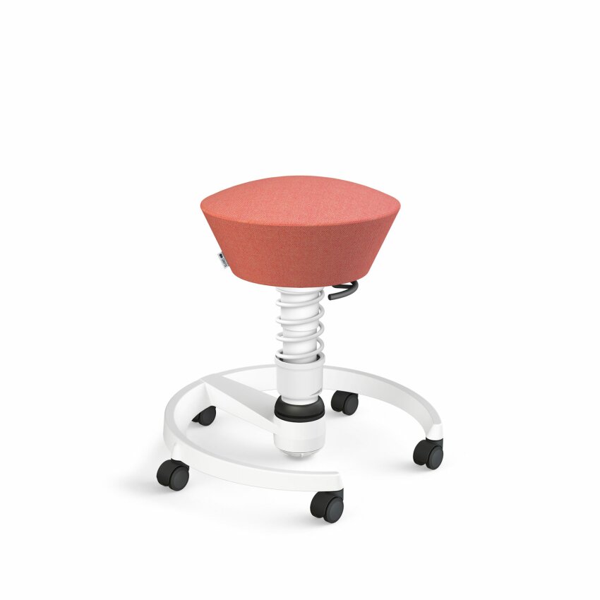 Aeris Swopper mit Rollen | Feder Low | Wollmischung meliert: Rosa-rot | Gestellfarbe: Weiß