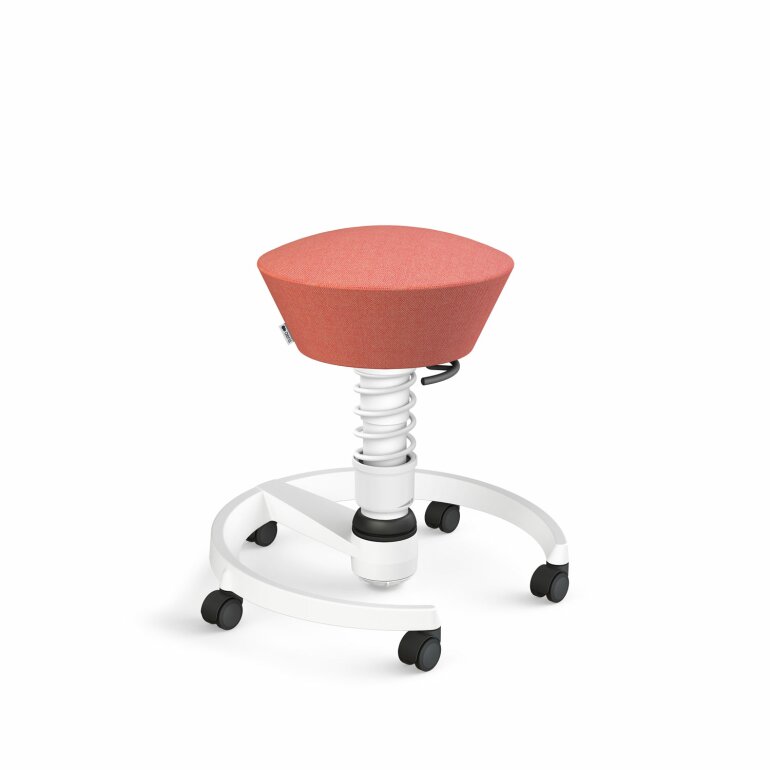 Aeris Swopper mit Rollen | Feder Low | Wollmischung meliert: Rosa-rot | Gestellfarbe: Weiß