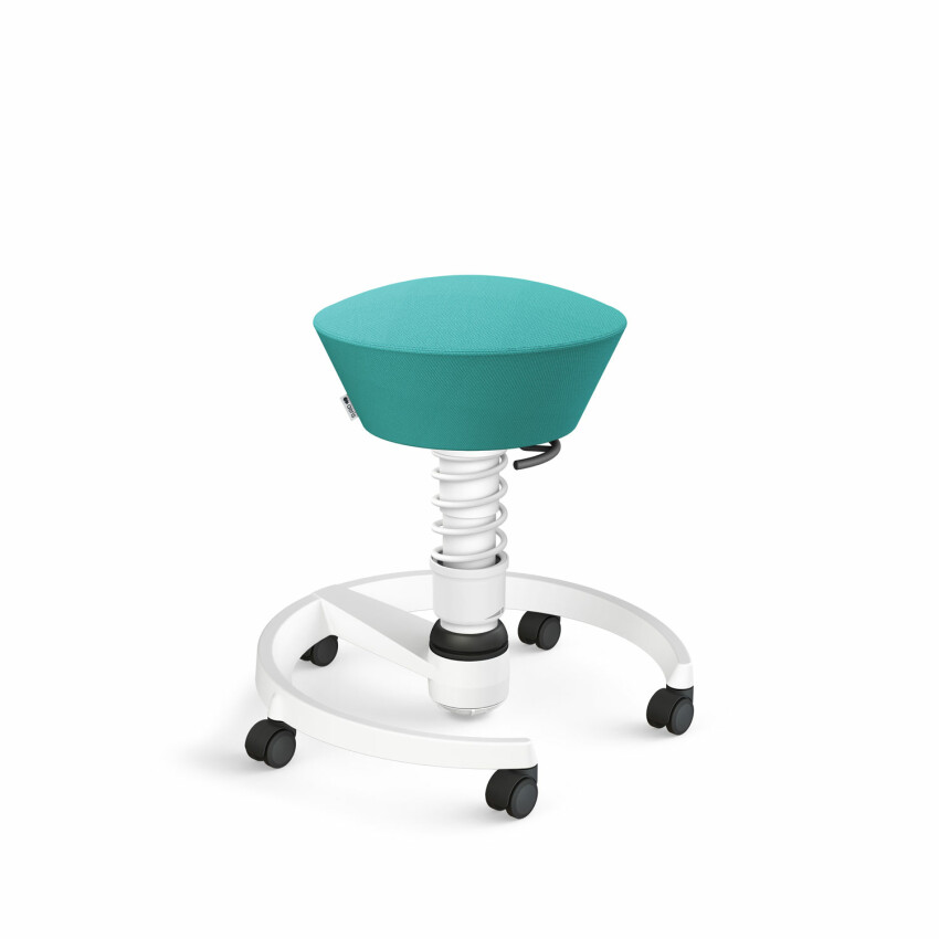 Aeris Swopper mit Rollen | Feder Low | Wollmischung: Türkis | Gestellfarbe: Weiß