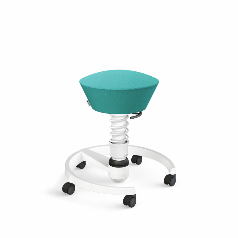 Aeris Swopper mit Rollen | Feder Low | Wollmischung: Türkis | Gestellfarbe: Weiß