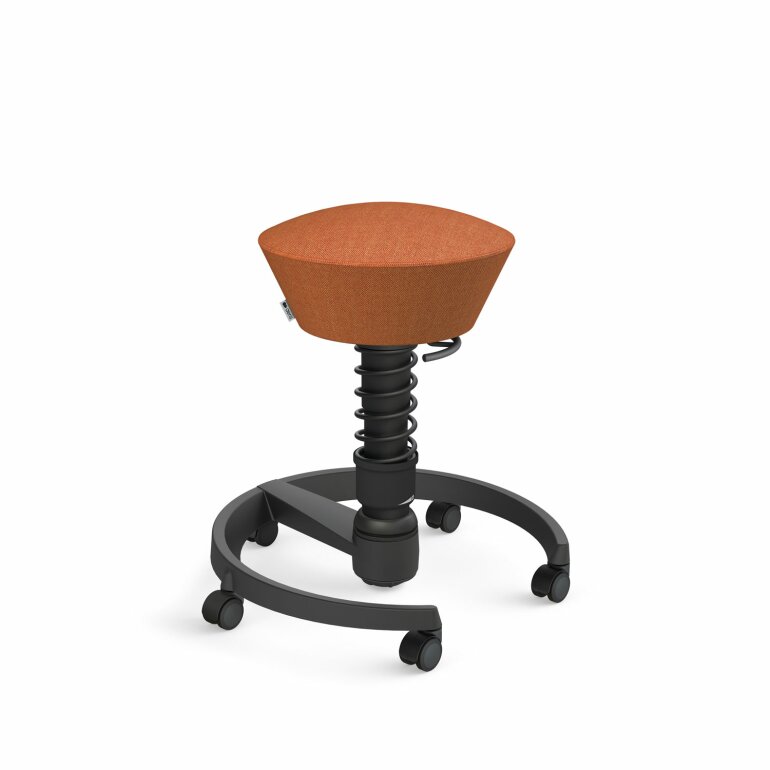 Aeris Swopper mit Rollen | Feder Standard | Wollmischung meliert: Orange-rot | Gestellfarbe: Schwarz