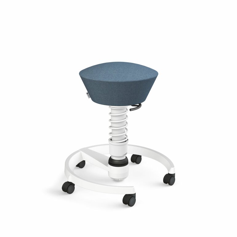 Aeris Swopper mit Rollen | Feder Standard | Wollmischung meliert: Taubenblau | Gestellfarbe: Weiß