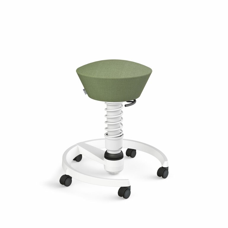 Aeris Swopper mit Rollen | Feder Standard | Wollmischung meliert: Grün-beige | Gestellfarbe: Weiß