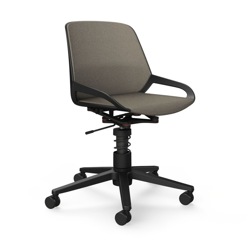 Aeris Numo Task mit Rollen | Feder Standard | Cura: Beige meliert | mit Rückenpolster | Gestellfarbe: Schwarz
