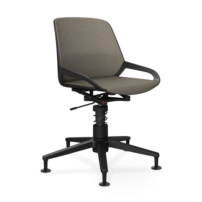 Aeris Numo Task mit Gleiter | Feder Standard | Cura: Beige meliert | mit Rückenpolster | Gestellfarbe: Schwarz