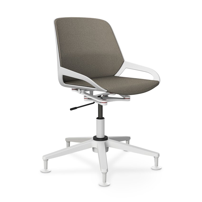 Aeris Numo Task mit Gleiter | Säule Gasfeder | Cura: Beige meliert | mit Rückenpolster | Gestellfarbe: Weiß