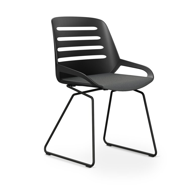 Aeris Numo Comfort Kufengestell | Cura: Grau meliert | ohne Rückenpolster | Gestellfarbe: Schwarz | Sitzschale: Schwarz