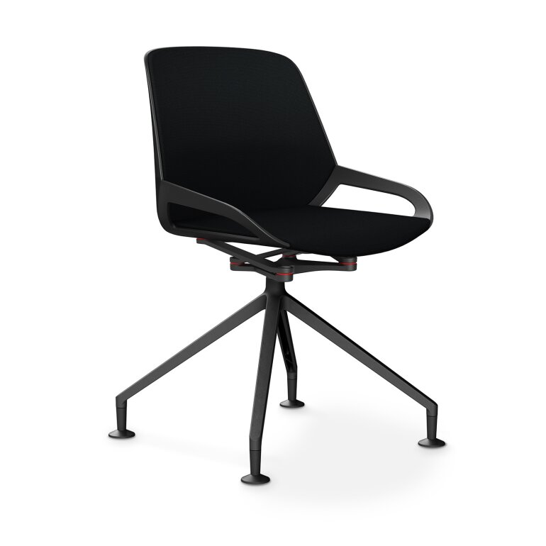 Aeris Numo Comfort Fußkreuz | Cura: Schwarz | mit Rückenpolster | Kinematikfarbe: Schwarz | Sitzschale: Schwarz