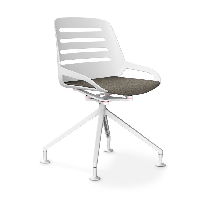Aeris Numo Comfort Fußkreuz | Cura: Beige meliert | ohne Rückenpolster | Kinematikfarbe: Weiß | Sitzschale: Weiß