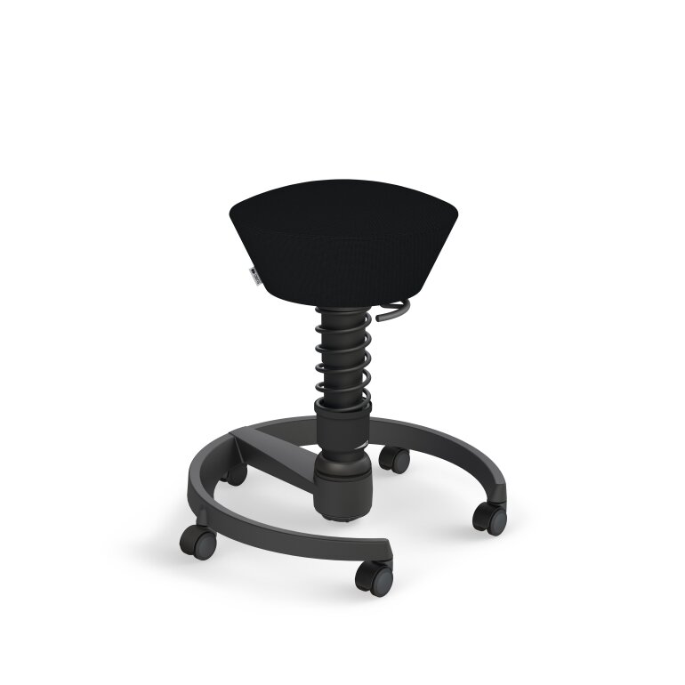 Aeris Swopper mit Rollen | Feder Light | Cura: Schwarz | Gestellfarbe: Schwarz | Hartbodenrollen
