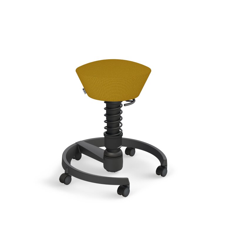 Aeris Swopper mit Rollen | Feder Standard | Cura: Gelb meliert | Gestellfarbe: Schwarz | Hartbodenrollen