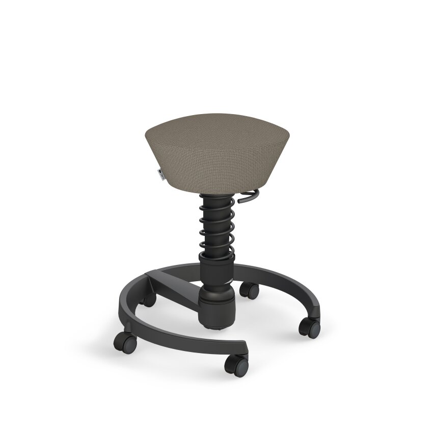 Aeris Swopper mit Rollen | Feder Standard | Cura: Beige meliert | Gestellfarbe: Schwarz | Hartbodenrollen