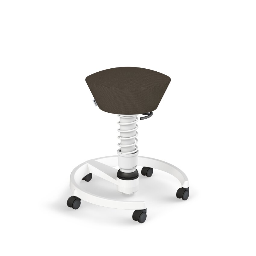 Aeris Swopper mit Rollen | Feder Standard | Cura: Braun meliert | Gestellfarbe: Weiß | Hartbodenrollen
