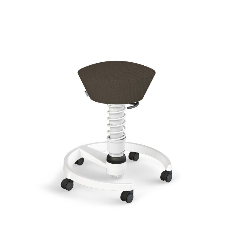 Aeris Swopper mit Rollen | Feder Standard | Cura: Braun meliert | Gestellfarbe: Weiß | Hartbodenrollen