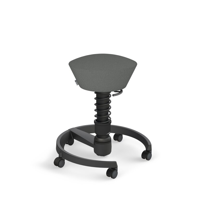 Aeris Swopper mit Rollen | Feder Light | Cura: Grau meliert | Gestellfarbe: Schwarz | Weichbodenrollen