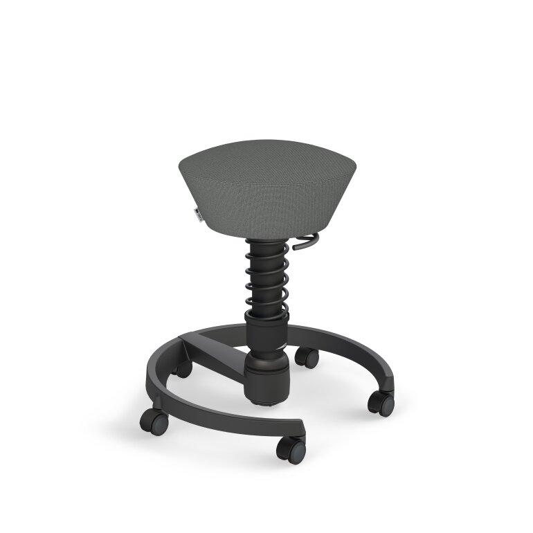Aeris Swopper mit Rollen | Feder Light | Cura: Grau meliert | Gestellfarbe: Schwarz | Weichbodenrollen