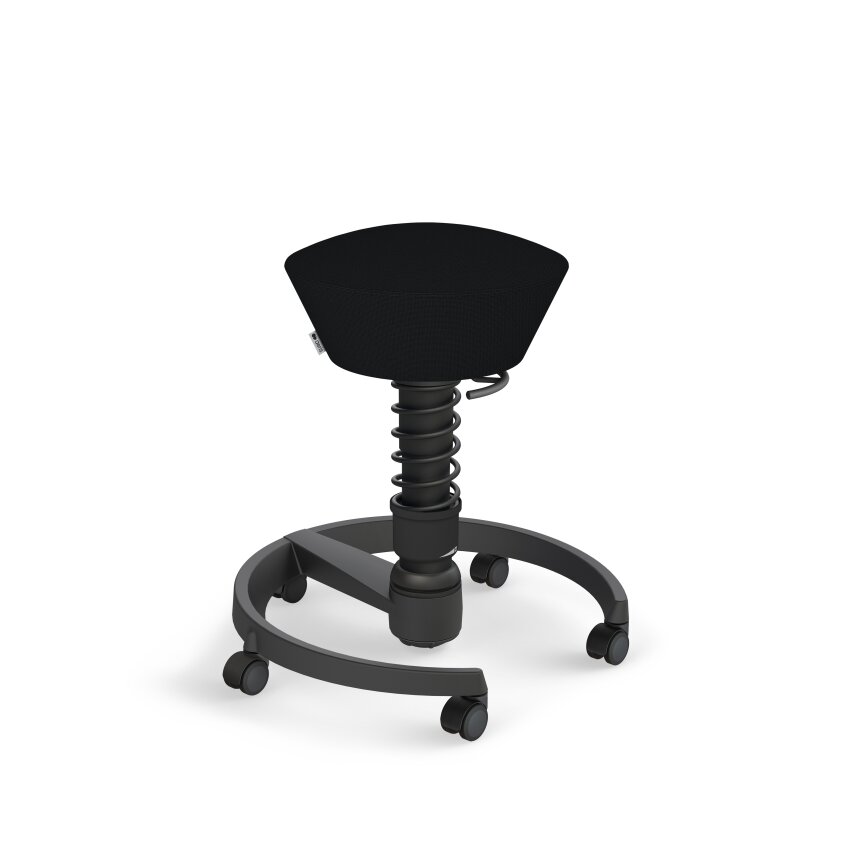 Aeris Swopper mit Rollen | Feder Standard | Cura: Schwarz | Gestellfarbe: Schwarz | Weichbodenrollen