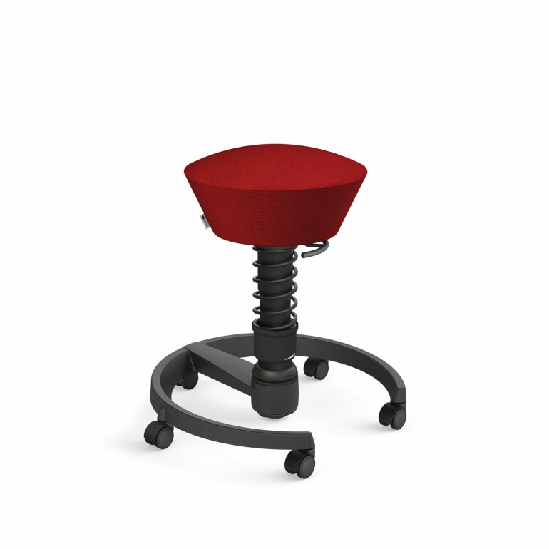 Aeris Swopper mit Rollen | Feder Standard | Wollmischung meliert: Rot | Gestellfarbe: Schwarz