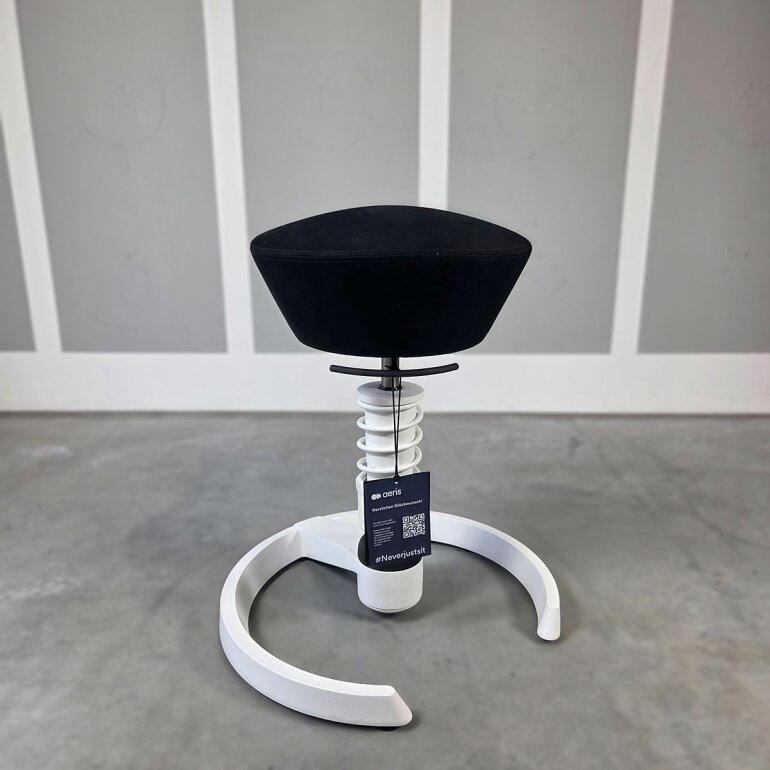 Aussteller | Aeris Swopper mit Gleiter | Feder Light | Mikrofaser: Schwarz | Gestellfarbe: Weiß