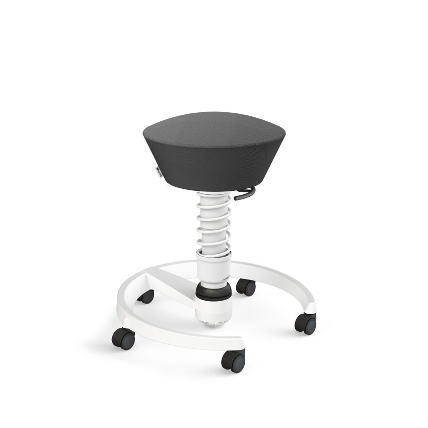 Aeris Swopper mit Rollen | Feder Standard 60-120 kg | Wollmischung : Schiefergrau | Gestellfarbe: Weiß