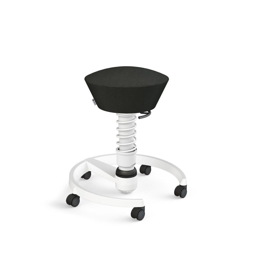 Aeris Swopper mit Rollen | Feder Standard | Wollmischung meliert: Schwarz | Gestellfarbe: Weiß